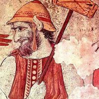 Traditional painting of Charun the Etruscan psychopomp