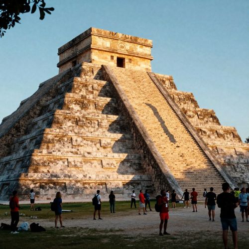 Kukulkan Pyramid at Chichen Itza Equinox Celebration during the equinox