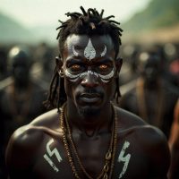 Mythlok - Egbesu Egbesu, the African god of justice and sacred war, shown in a humanoid divine form