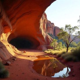Mythlok - Kunwinjku_ scene set in Western Arnhem Land representing Kunwinjku mythology