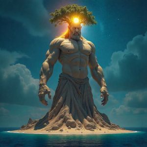 Na Atibu, the towering cosmic god of Kiribati mythology