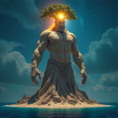 Na Atibu, the towering cosmic god of Kiribati mythology