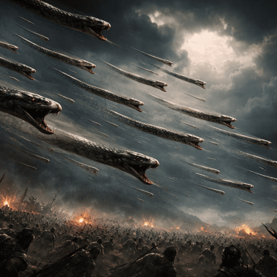 Nagastra, hundreds of small venomous snakes flying through the air like arrows