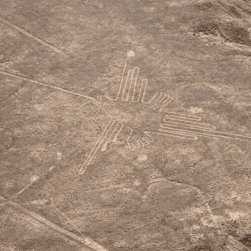 drone photograph of the Nazca Lines desert in southern Peru