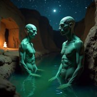 Mythlok - Nommo Nommo, ancient amphibious ancestral spirits from Dogon belief, depicted as tall humanoid beings with subtle aquatic features.