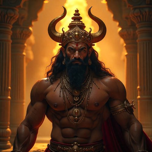 Ravana’s Curse : The Judgment That Shaped the Ramayana Standing in his golden palace of Lanka at twilight after understanding Ravana's Curse