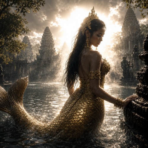 Neang Maccha, the golden mermaid princess from Cambodian mythology