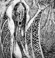 A drawing of the Irish vampire Abhartach