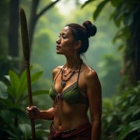 Haumea, Hawaiian creation goddess, appearing as an ageless woman