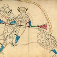 Ancient drawing of the Dakota spirit Heyoka