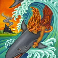 Modern artistic representation of the Hawaiian Shark God Kamohoali'i