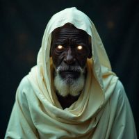 Pangool, appearing as an ancestral Serer spirit emerging between the material and spirit worlds