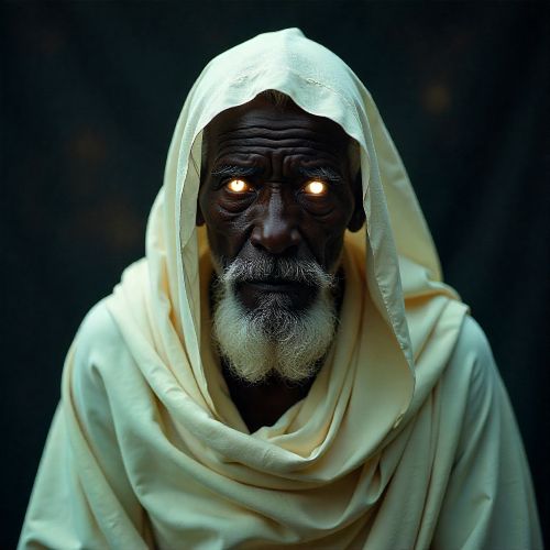 Pangool, appearing as an ancestral Serer spirit emerging between the material and spirit worlds