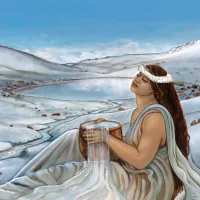 Drawing of the Hawaiian goddess Poliahu