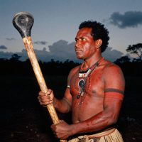 Purukupali from Tiwi tradition, portrayed as a powerful Indigenous Australian hunter