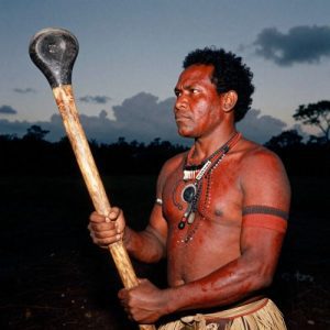 Purukupali from Tiwi tradition, portrayed as a powerful Indigenous Australian hunter