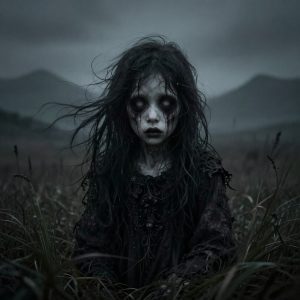 Útburður from Icelandic folklore, a pale spectral child with hollow eyes