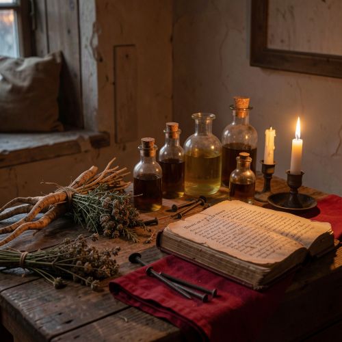 a dimly lit historical room at dusk representing Hoodoo vs Voodoo