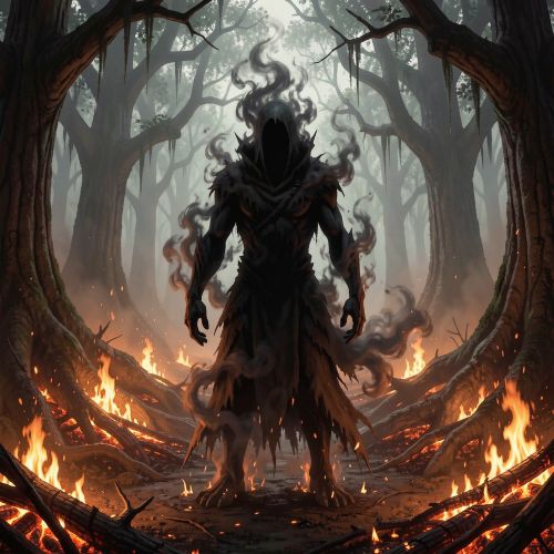 Amayembe spirit taking partial form at the edge of visibility.