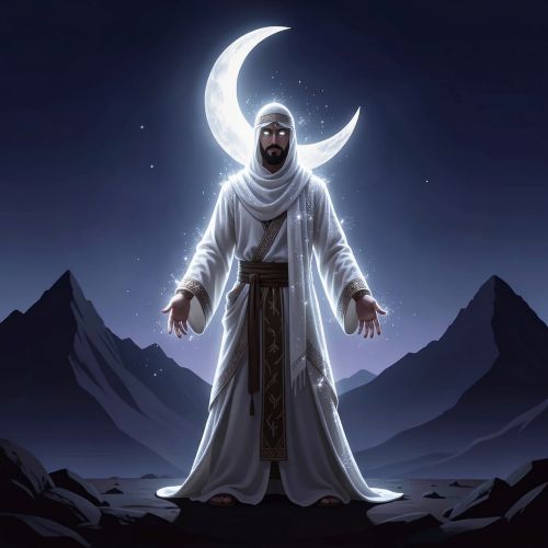 Ayyur, the Amazigh moon god, standing beneath a vast Sahara night sky