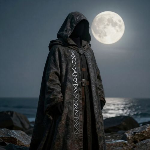 le, the ancient Irish ancestral lord of death, depicted as a tall, shadow-cloaked masculine figure with a solemn, timeless expression