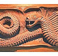 Carving of the Asturian winged serpent Cuelebre