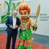 Mascot of the Climate Change summit, Brazilian forest spirit Curupira