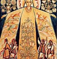 Mythlok - Enkhi Art Traditional painting of the Basque goddess Ekhi