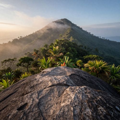 Gunung Padang in West Java, Indonesia, showing five stone terraces
