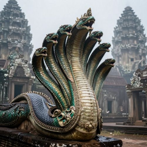 Khmer Dragon (Naga) with seven serpent heads fanned like a cobra hood,