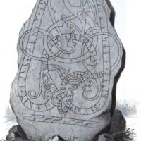 Mythlok - Linnormr carving Stone carving of the Norse dragon Linnormr