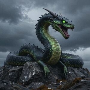 Linnormr from Norse legend, colossal serpent-dragon with two forelegs and no hind legs