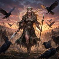 Mythlok - Nemain Nemain on an ancient Irish battlefield at dusk