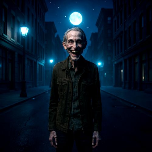 Smiling Man standing alone in the middle of an empty American city