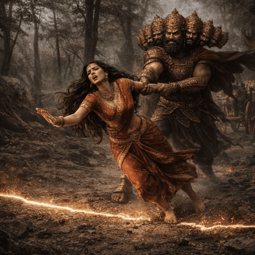 Ravana's abduction of Sita at the Lakshmana Rekha