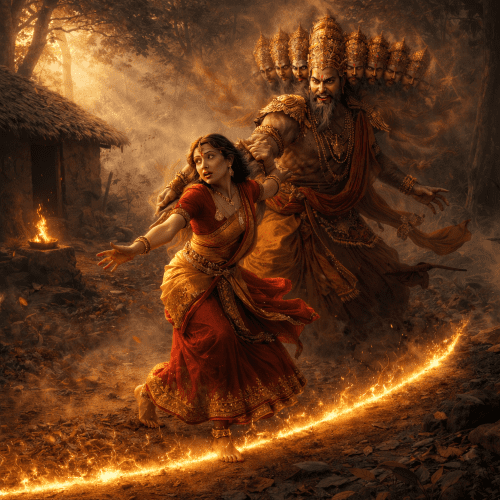 Ravana's abduction of Sita at the Lakshmana Rekha