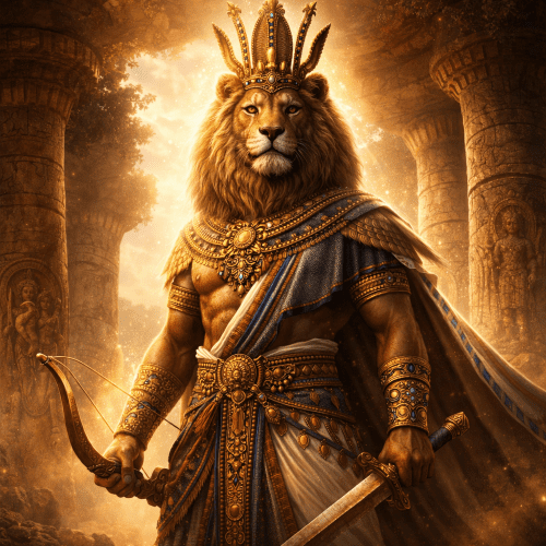 Apedemak, lion-headed Nubian war god with human body