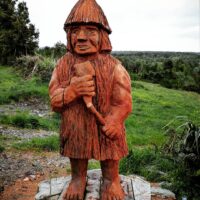 A statue of the Chiloe forest spirit El Trauco