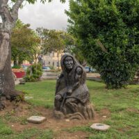 A statue of the Chiloe forest spirit El Trauco