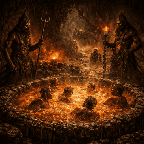 Souls being tortured in Naraka