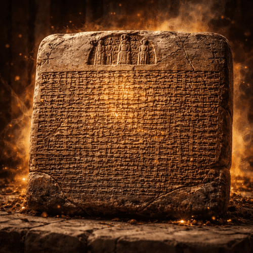 the Tablet of Destinies as an ancient Mesopotamian clay tablet