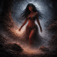Mythlok - Tahamaling Tahamaling, a red-skinned female forest spirit from Philippine folklore,