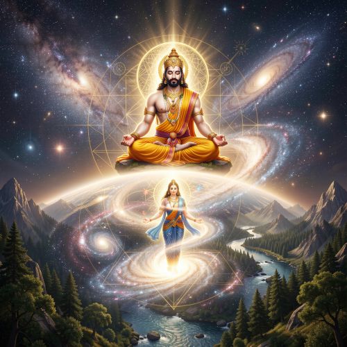 cosmic scene representing Purusha and Prakriti