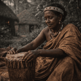 Tribal imagery representing Baganda mythology