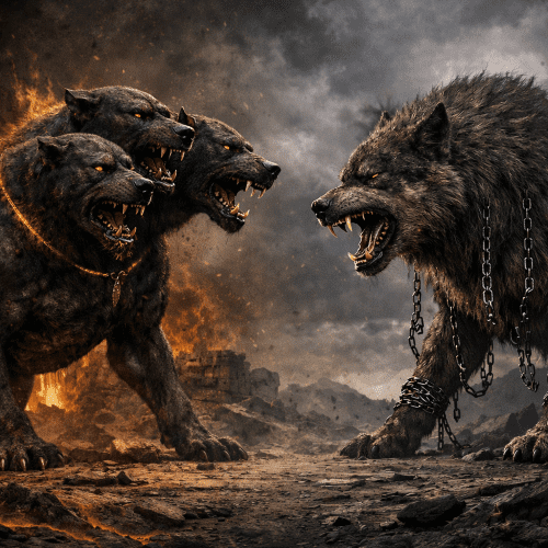 Cerberus vs Fenrir facing off