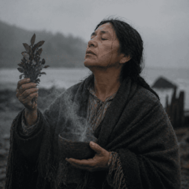 A cultural scene inspired by Chiloé mythology