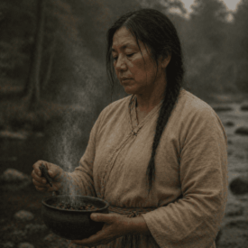 A cultural scene inspired by Choctaw mythology