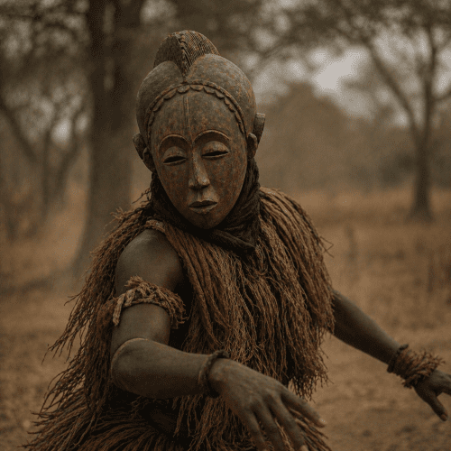 A cultural scene inspired by Chokwe mythology