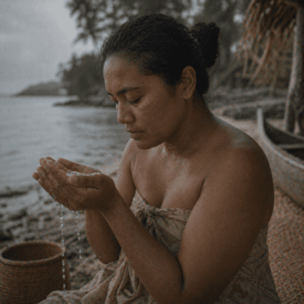 A cultural scene inspired by Cook Islands mythology