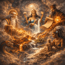 Creation_ Gods of Creation from multiple cultures united in a primordial cosmic realm